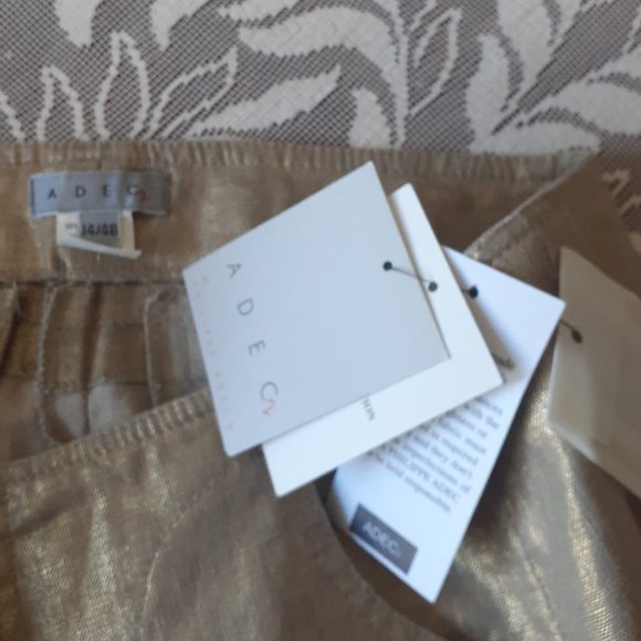 Philippe ADEC2  Wide Leg Gold Metallic  Pants NWT - Picture 10 of 16